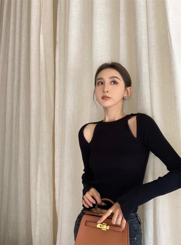 【tops】オフショルダーニットトップス　M27943