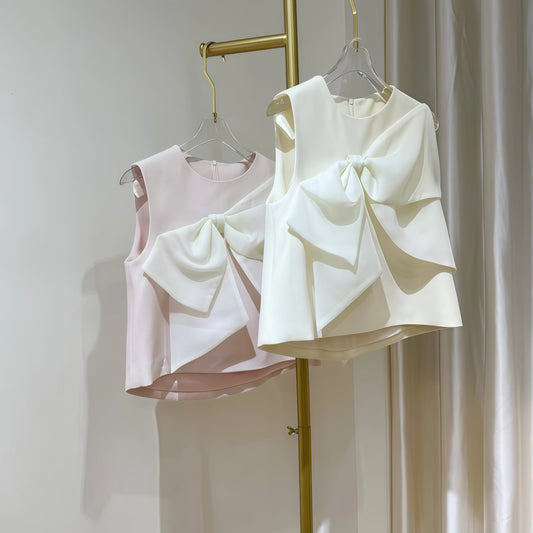 【tops】リボン付きノースリーブトップス　M22680