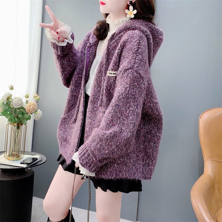 【outer】フード付きニットカーデ　M28161