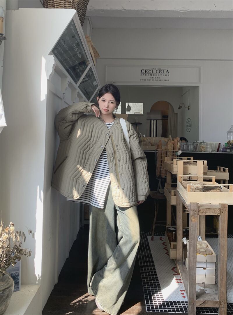 【outer】ラウンドネックショートダウン　M28264