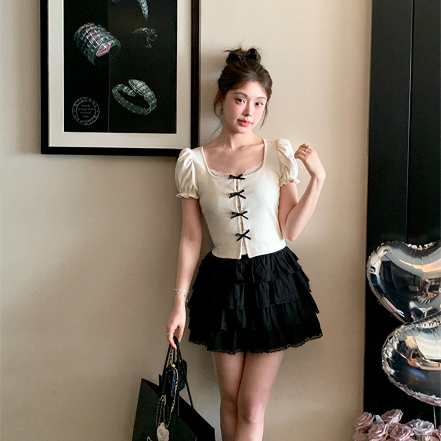 【tops】リボンレースドッキングトップス　N3012