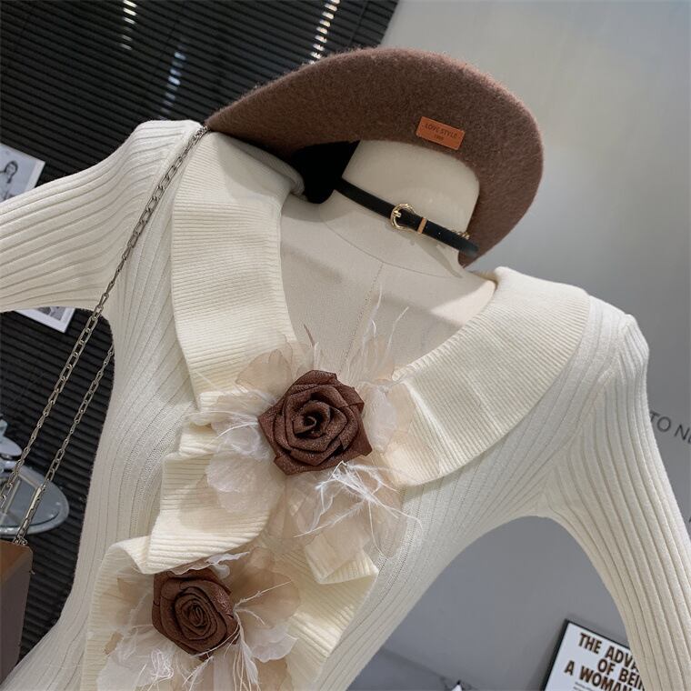 【tops】立体フラワーニットトップス　M27451