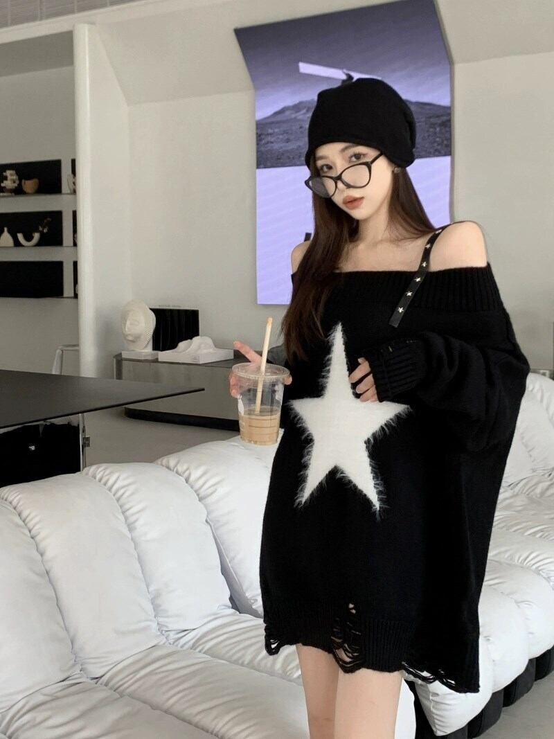 【dress】オフショルダーニットワンピース 　N2154