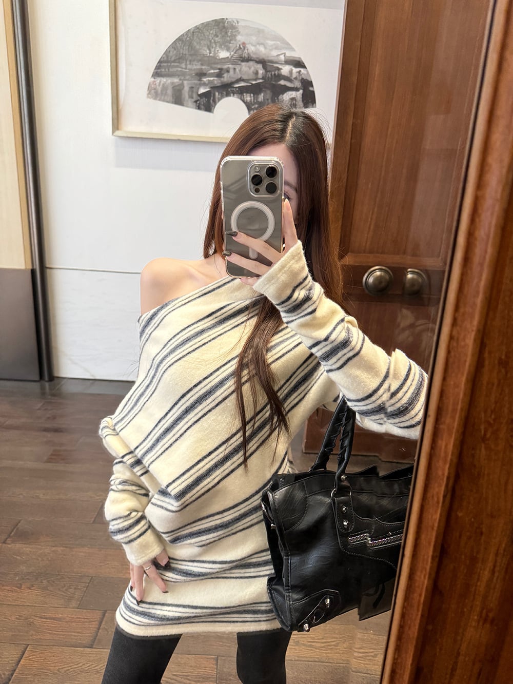 【dress】ボーダー柄ニットワンピース　M28976