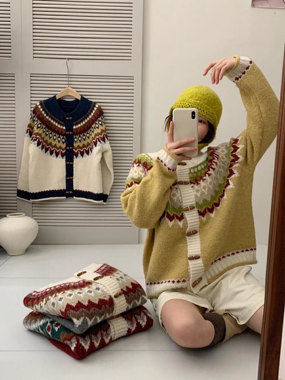 【outer】ジャカードニットカーデ　M27110
