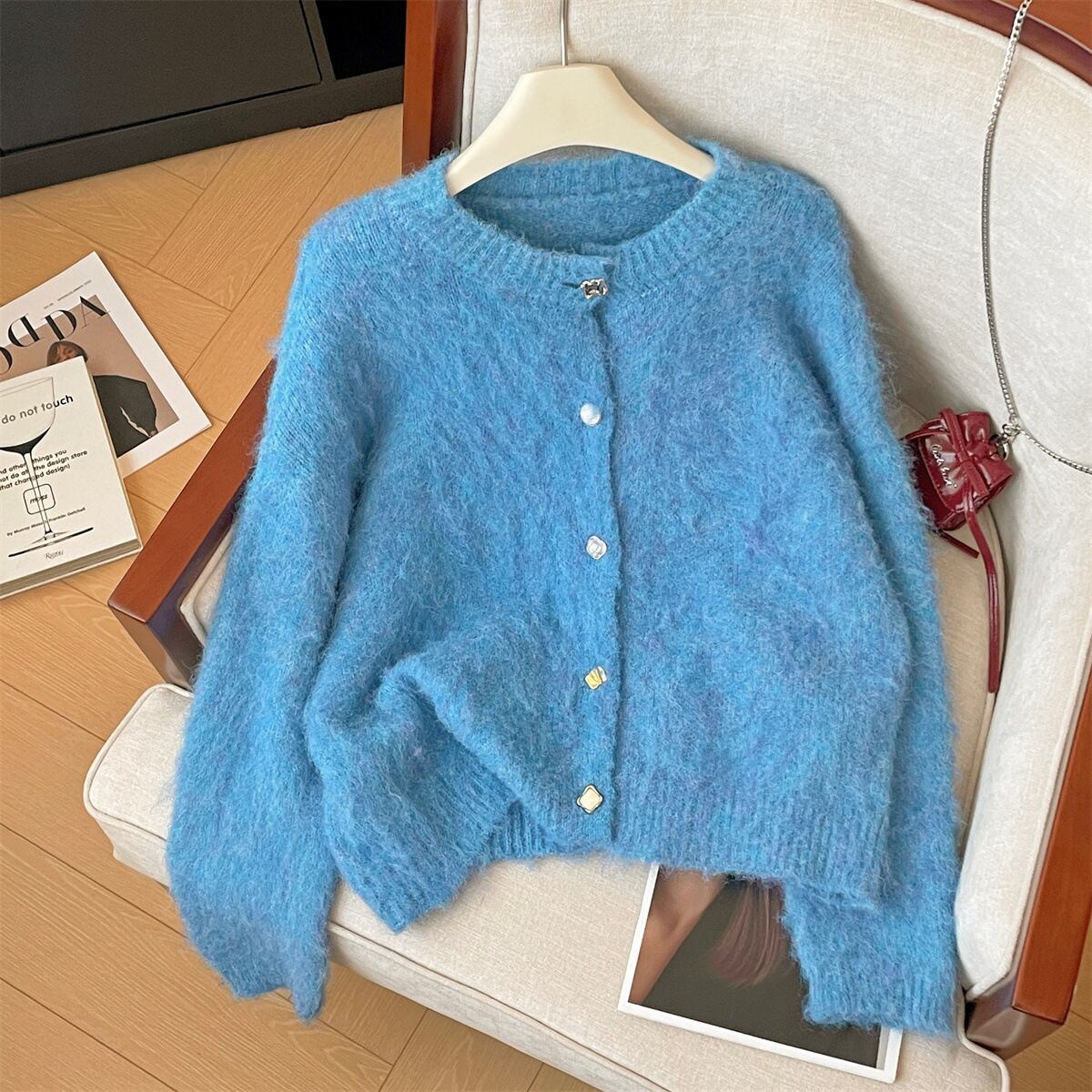 【outer】クルーネックニットカーデ　M29220