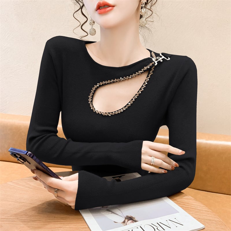 【tops】ビジューニットトップス　M28847