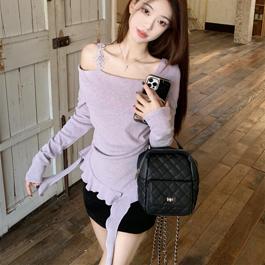 【tops】不規則 イレギュラーニットトップス　M28226