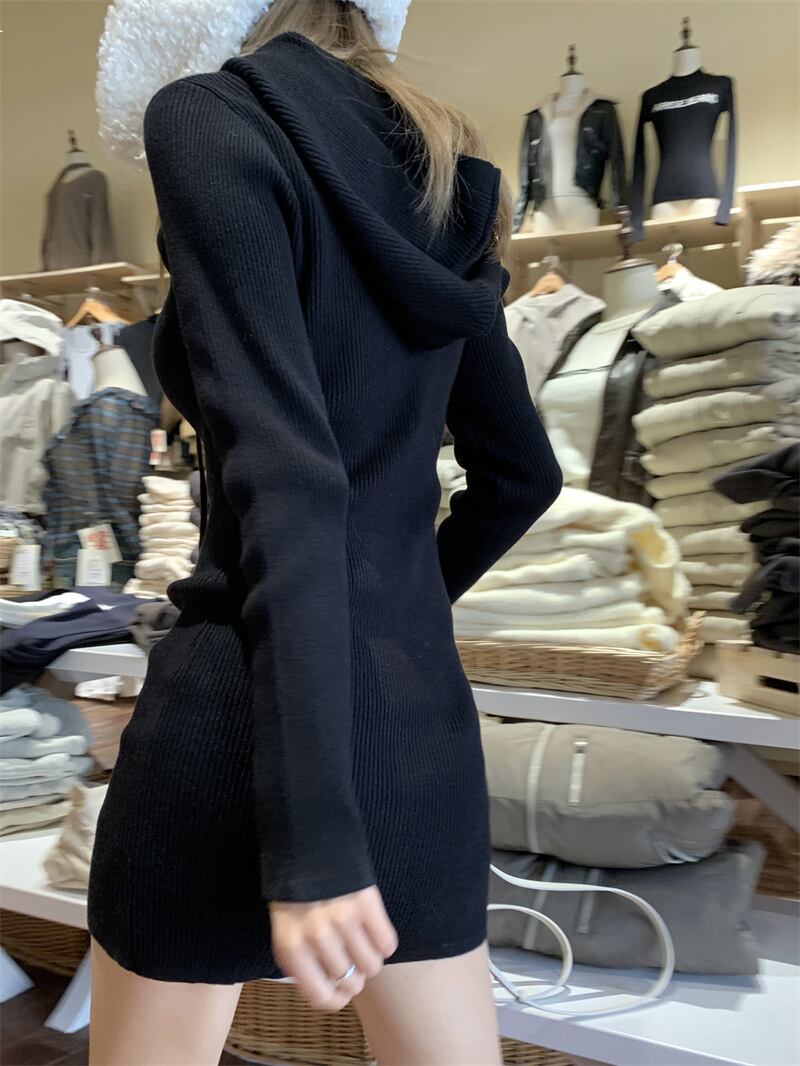 【dress】フード付きニットワンピース　M26906