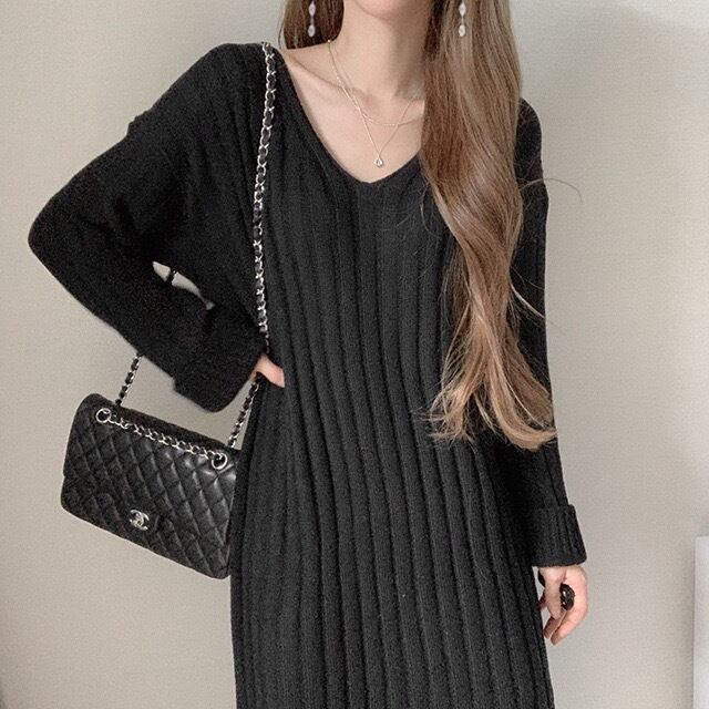 【dress】フード付きニットワンピース　M28089