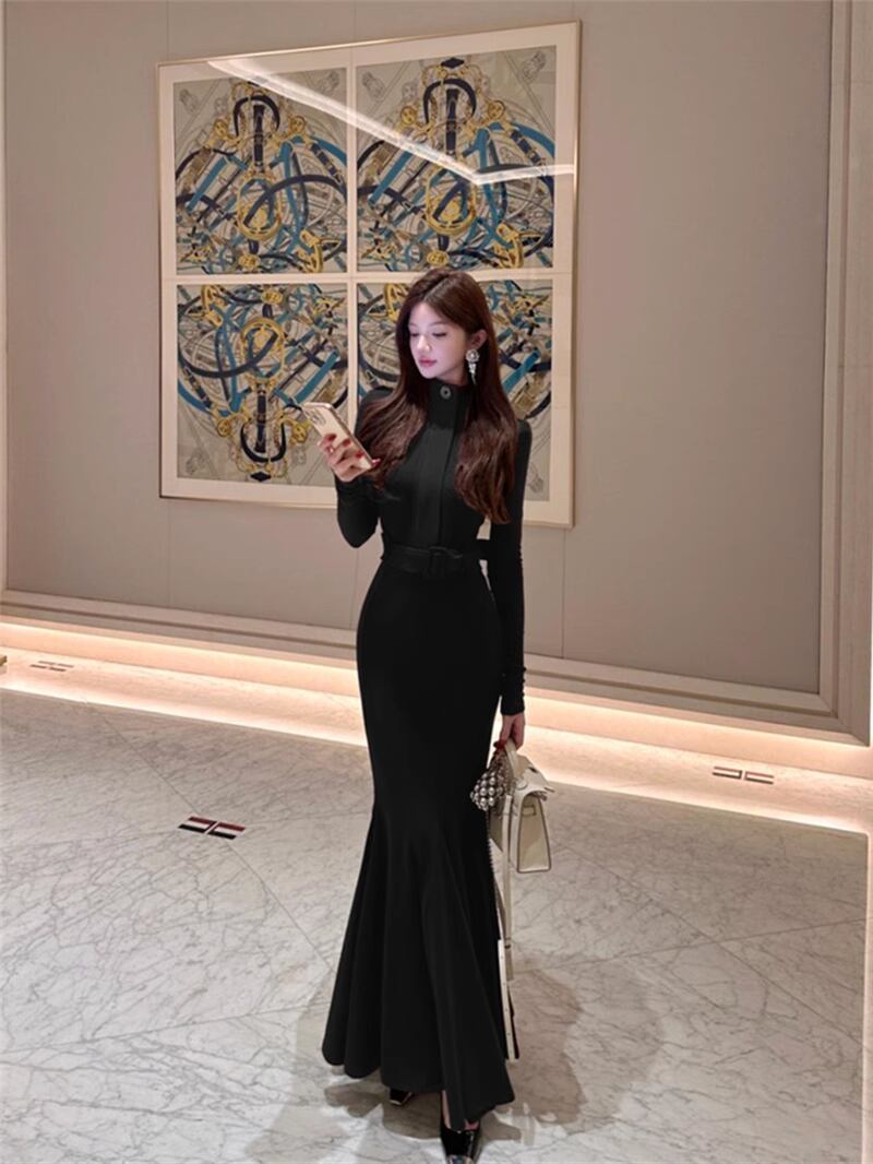 【dress】ロングマーメイドワンピース Q7604