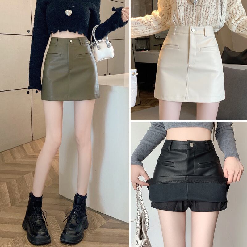 【bottoms】オシャレ度満点〜体型カバーAラインPUスカート G16501