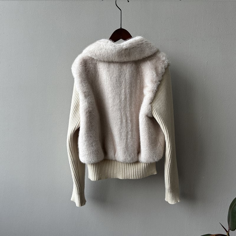 【outer】ファードッキングニットカーディガン Q7378