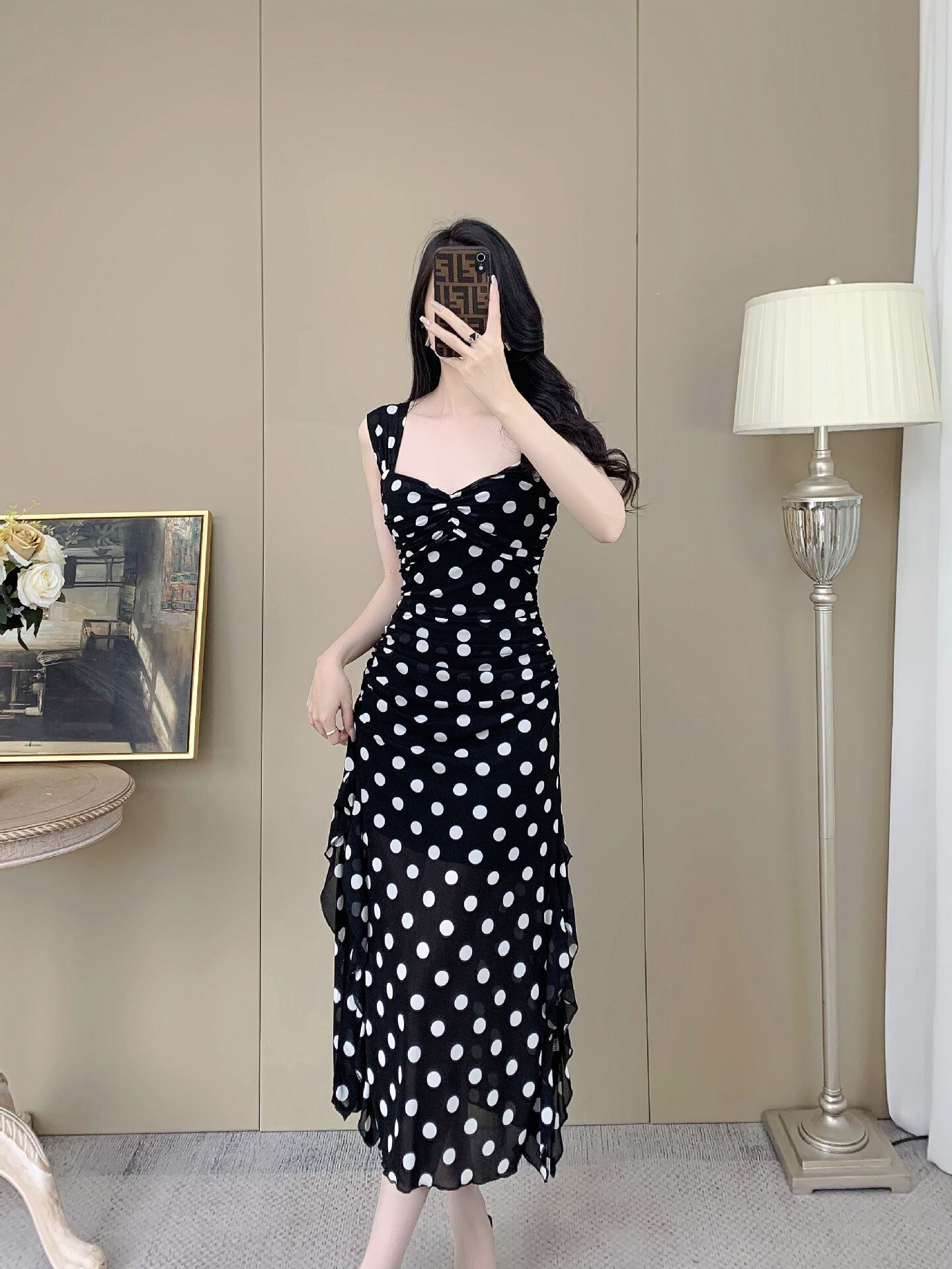 【dress】ドット柄キャミワンピース　M29994