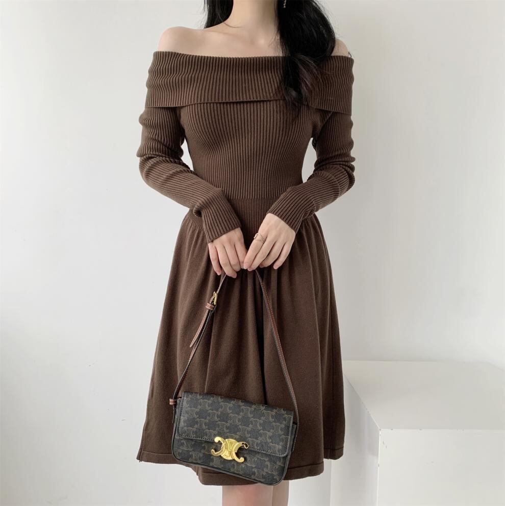 【dress】オフショルダーニットワンピース　M28032