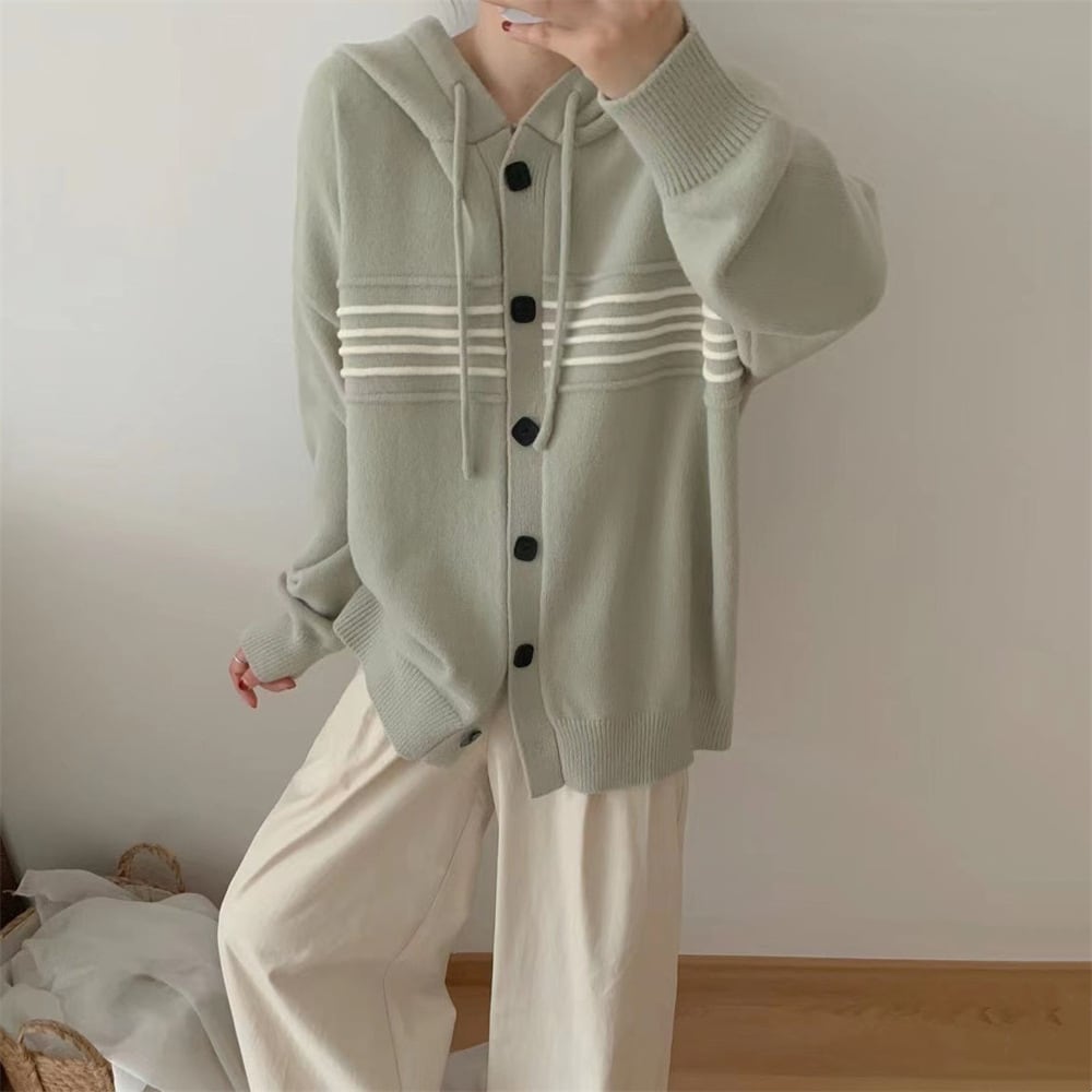 【outer】ボーダー柄ニットカーデ　M25970