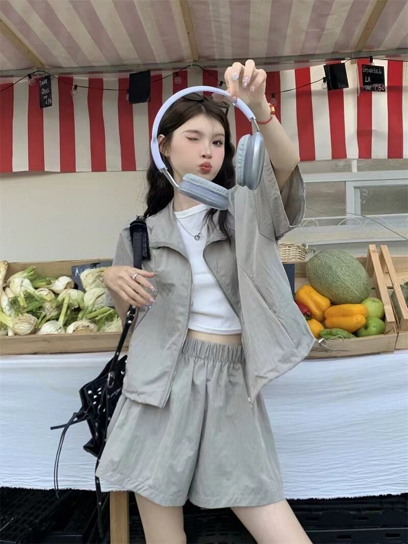 【set】カーディガンアウター+ショートパンツ２点セットG21286