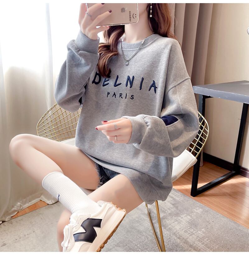 【tops】必ず目を引く秋新作〜3色ラウンドネック長袖ファッション配色英字柄着回しパーカーF0729