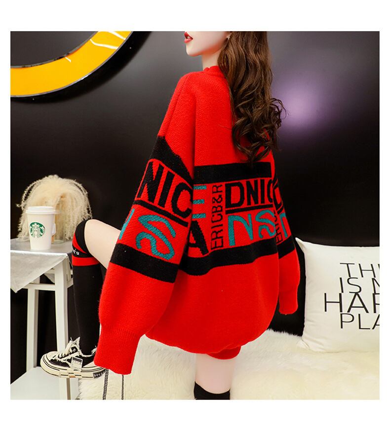 【tops】気質満点レトロ厚手秋冬新作ルーズゆったりニットセーター G4095