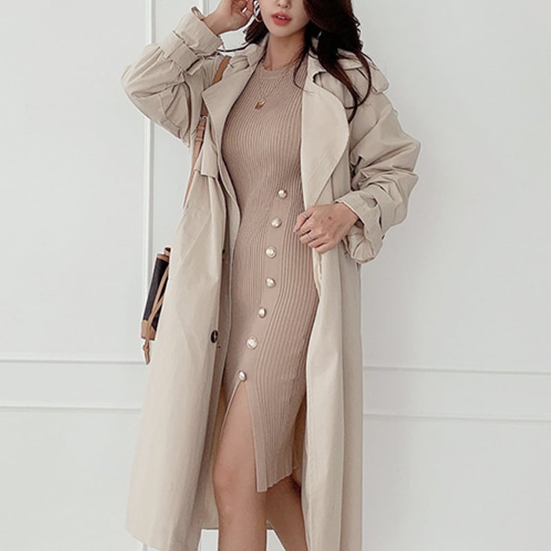 【dress】スリット入れニットワンピース Q7364