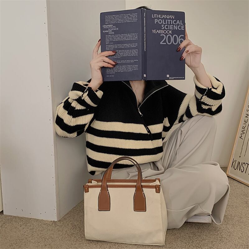 【tops】ボーダー柄ニットセーター　M26978