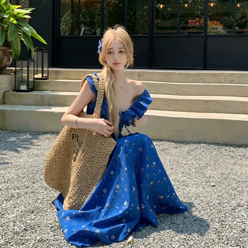 【dress】ギャザーフリルロングキャミワンピース Q8508