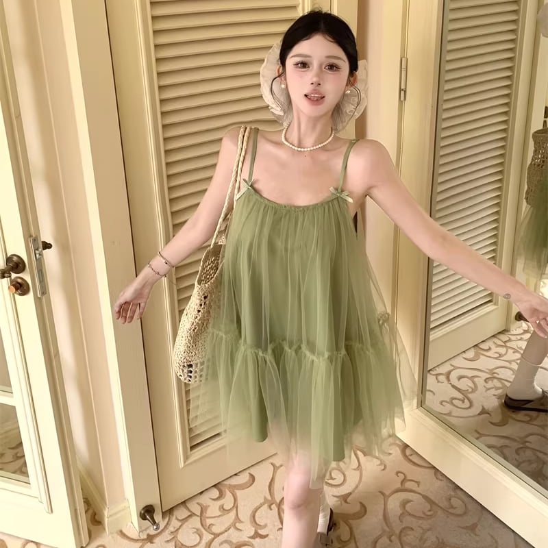【dress】チュールミニキャミワンピース Q8346