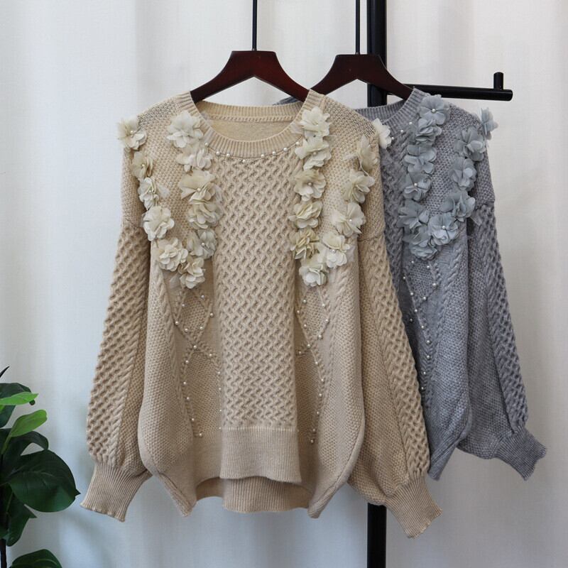 【tops】立体フラワーニットセーター　M28595