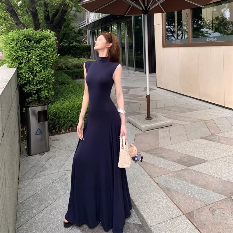 【dress】ノースリーブロングワンピース Q8262