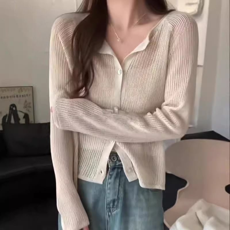 【outer】カットワークニットカーデ　M25592
