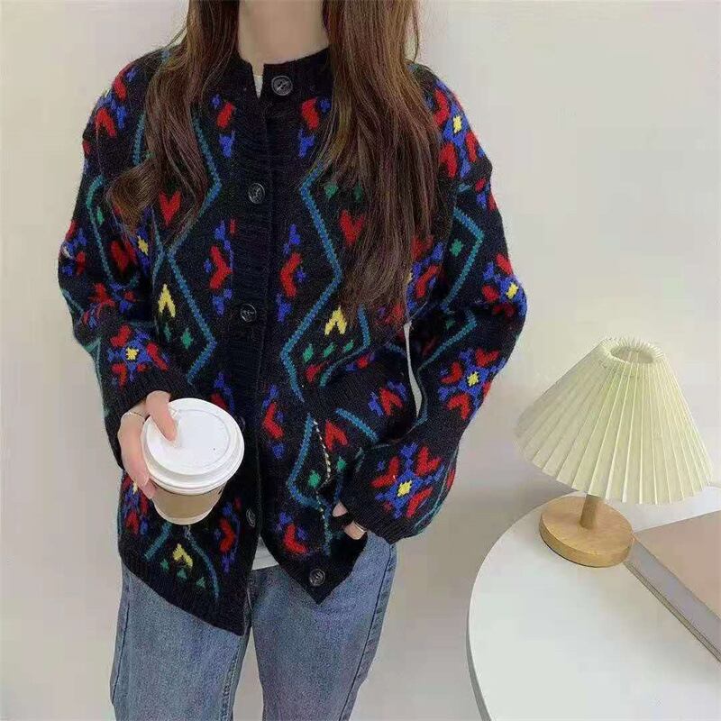 【outer】ボーダー柄ニットカーデ　M18741