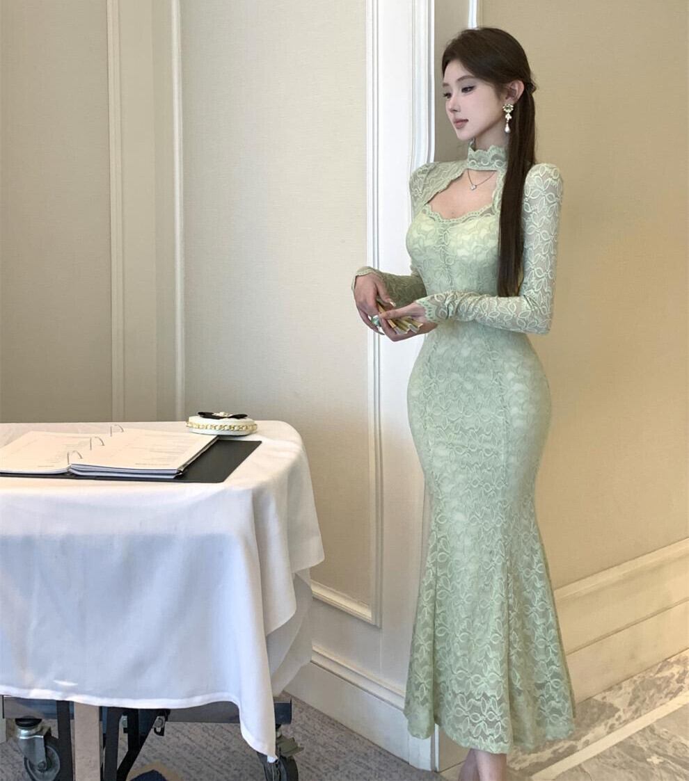 【dress】レースマーメイドワンピース　M28252