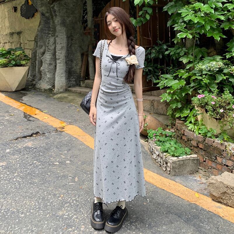 【dress】偽二つ切り替えリボンワンピース G21368