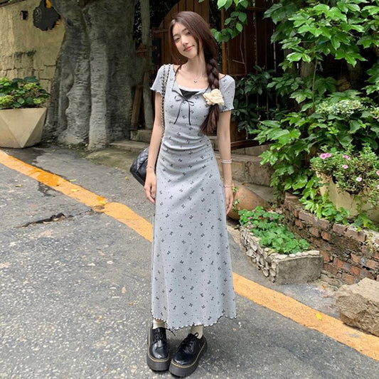 【dress】偽二つ切り替えリボンワンピース G21368