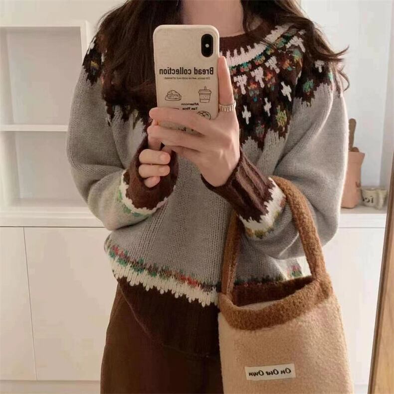【tops】ジャカードニットセーター　M27138