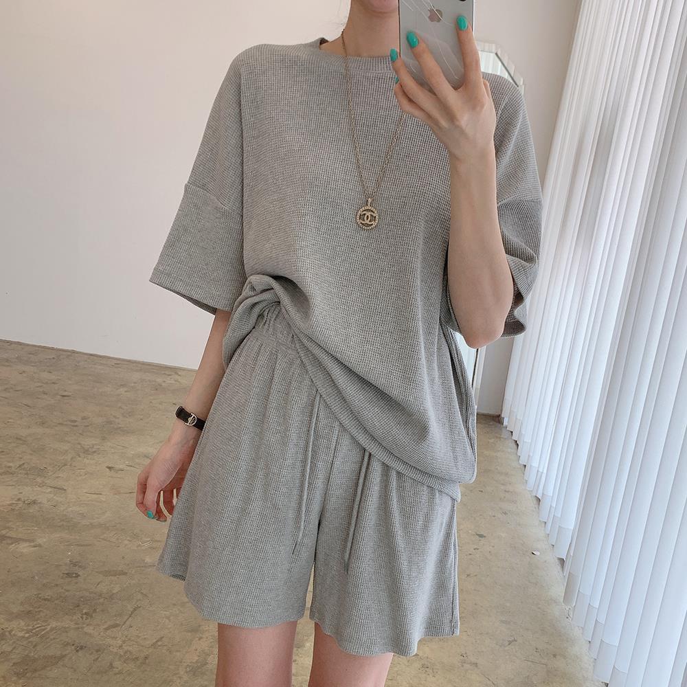 【set】薄手ニットトップス+ショートパンツ２点セットG21376