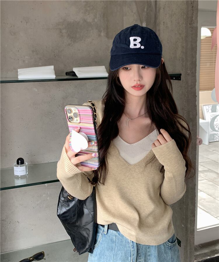 【tops】切り替え配色ニットトップス　M27236