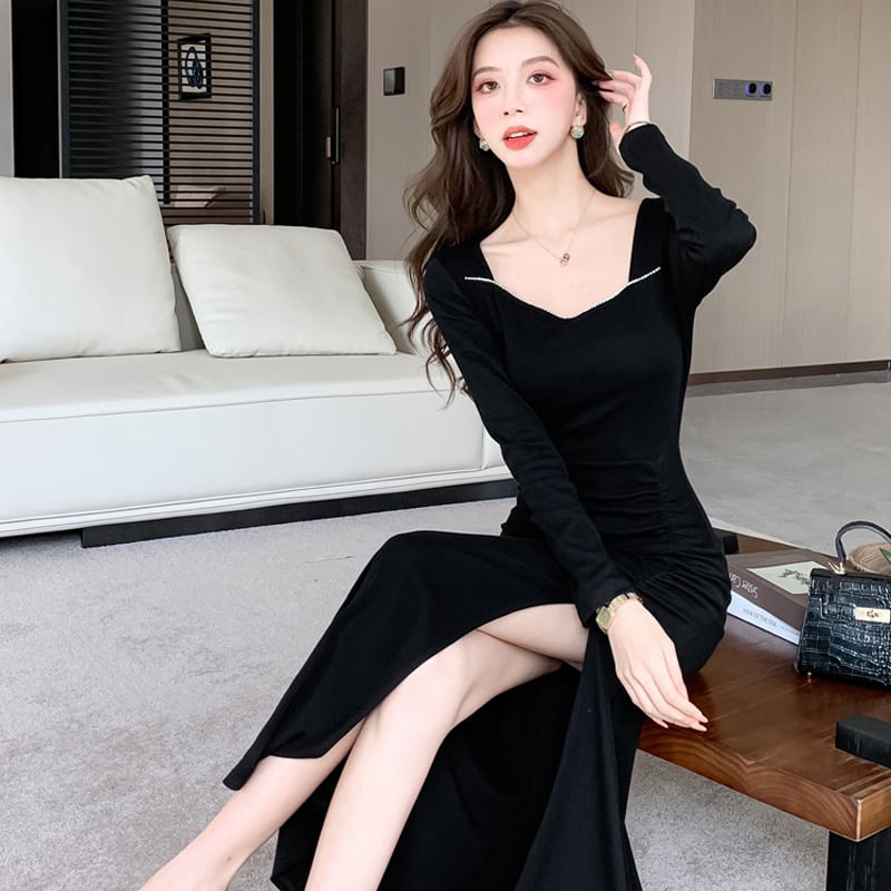 【dress】スリットロングワンピース Q6900