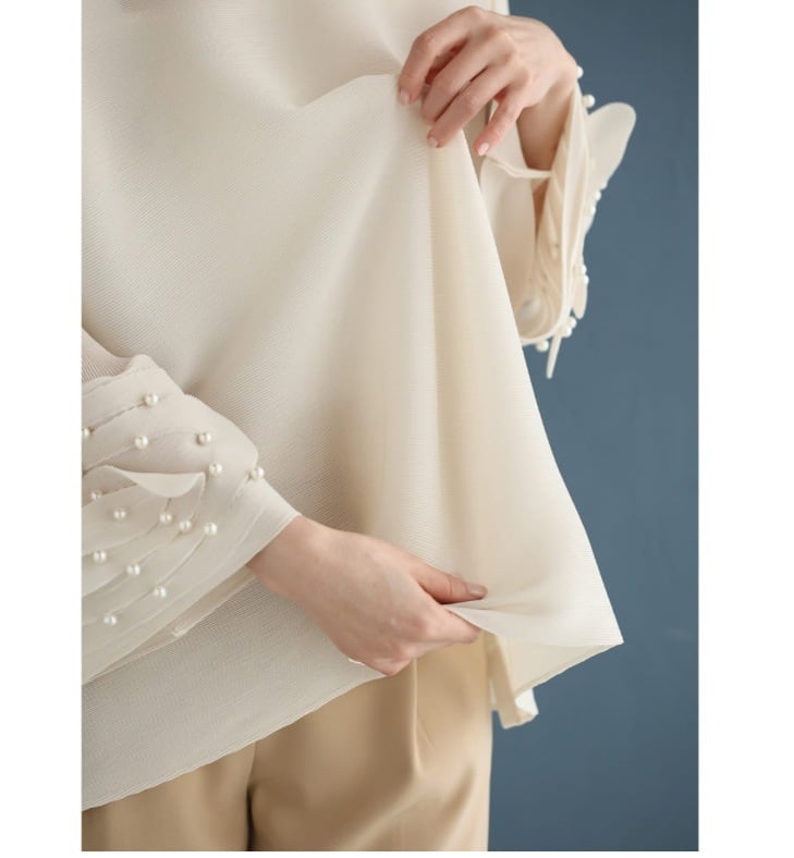 【tops】袖パールトップス　M30189