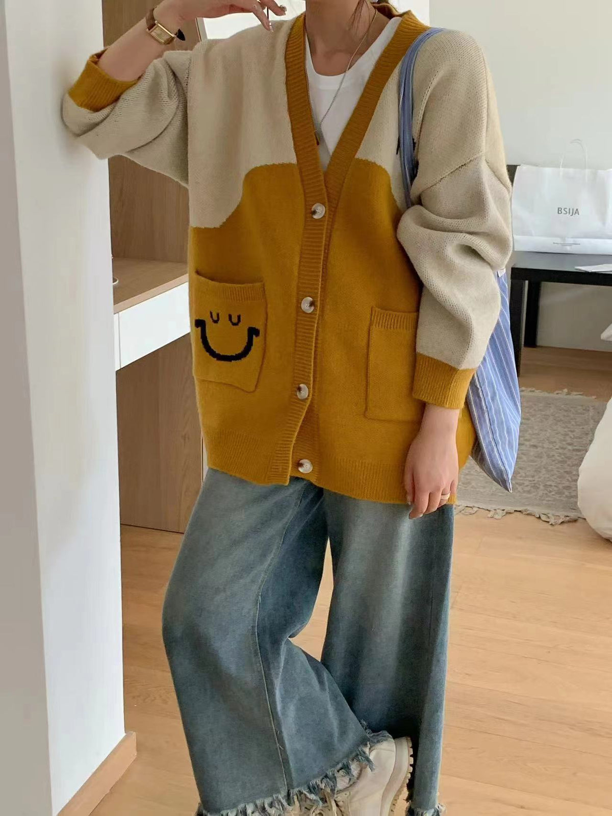 【outer】Vネックニットカーデ　M26299