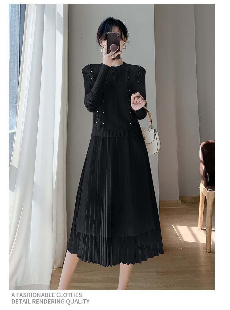 【set】ニットベスト×ワンピースセット　M19158