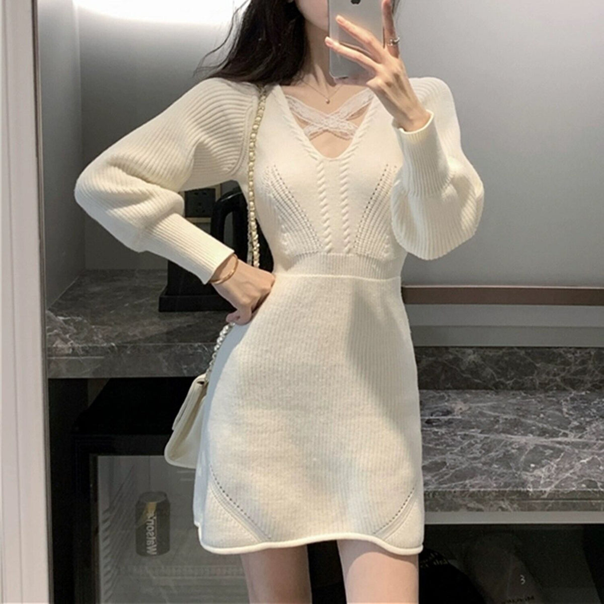 【dress】ニットミニワンピース 　N2265