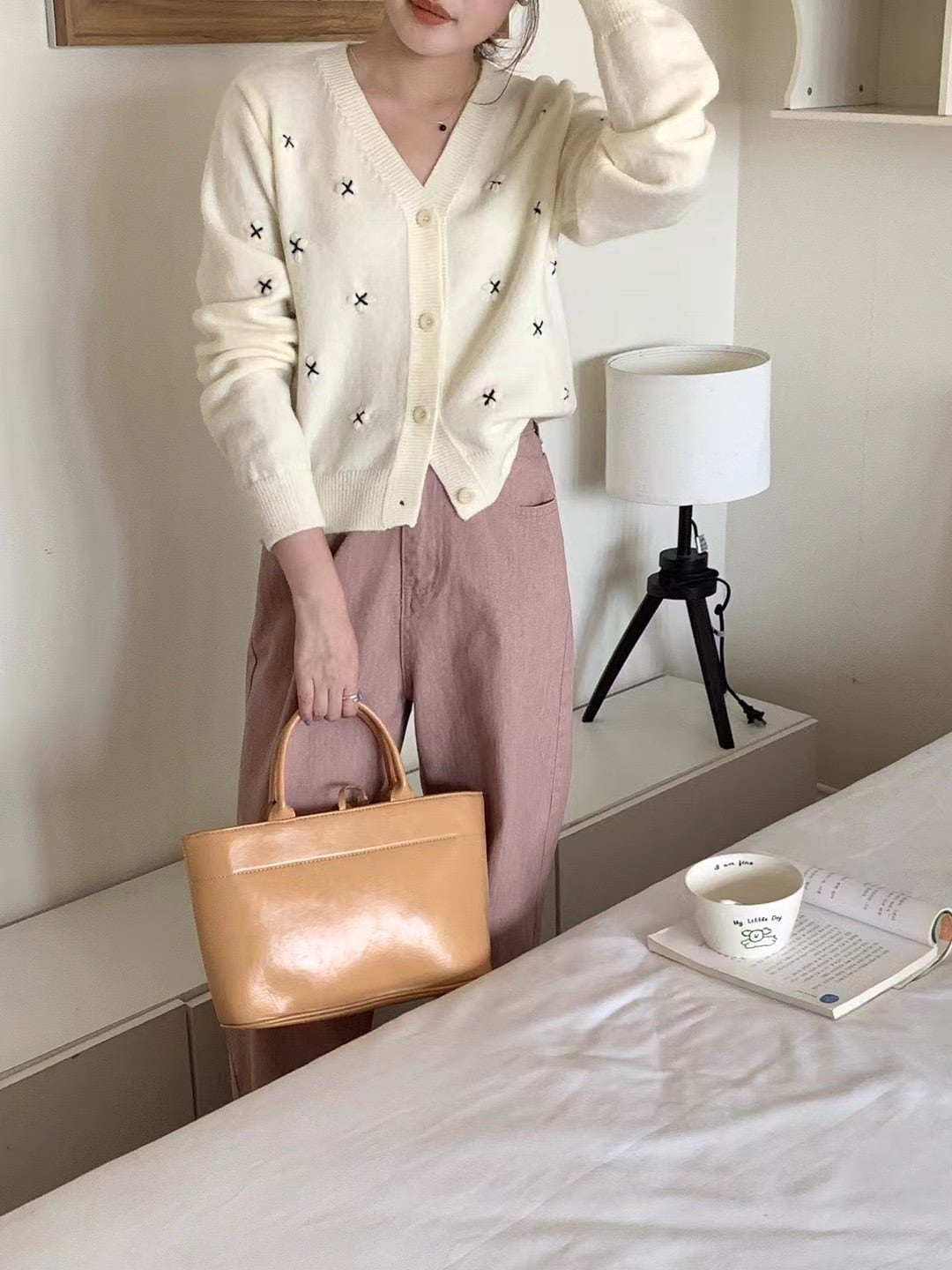 【outer】Vネックニットカーデ　M25925