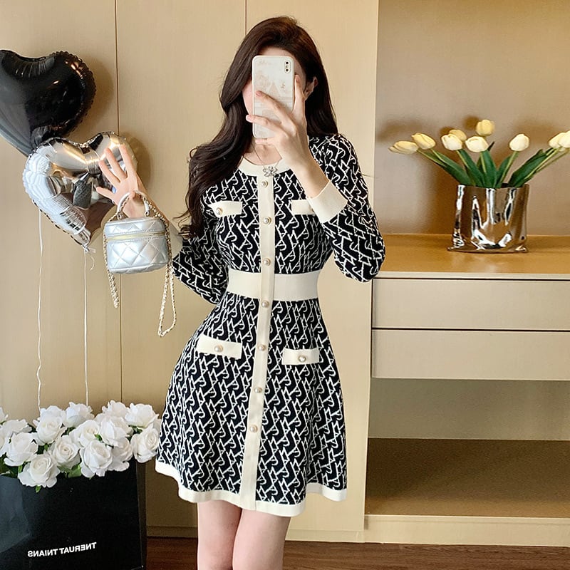 【dress】ジャカードニットワンピース　M28424
