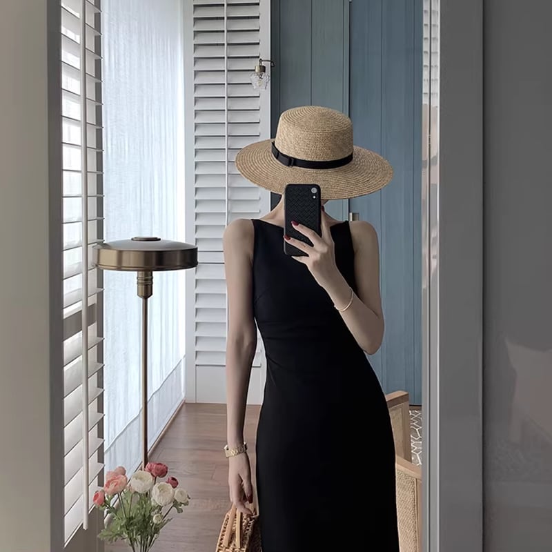 【dress】ノースリーブロングワンピース Q8434