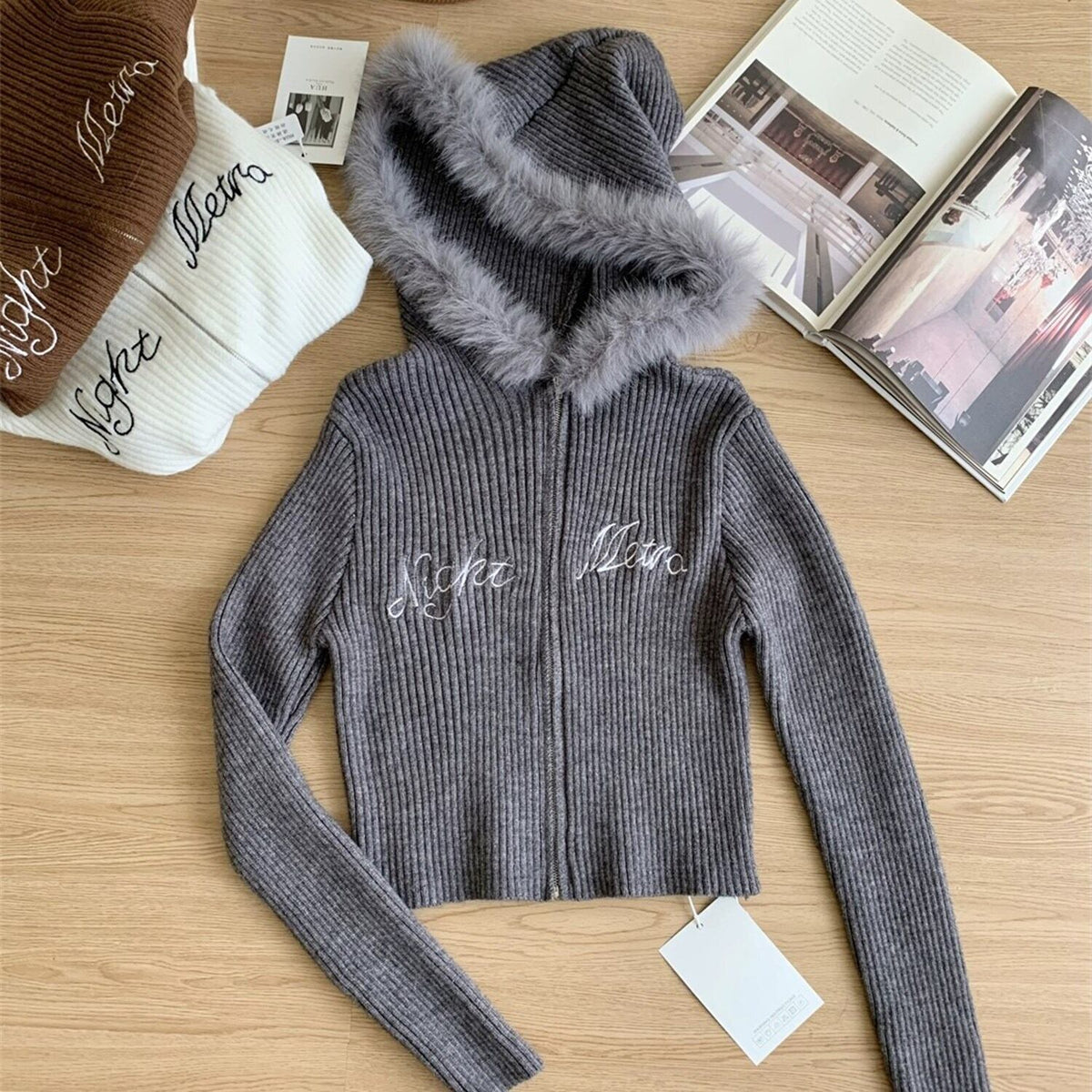 【tops】フードファーニットトップス　N2139