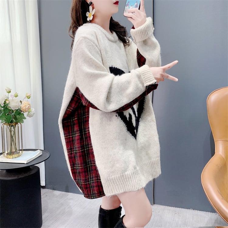 【tops】切り替えニットセーター　M26948