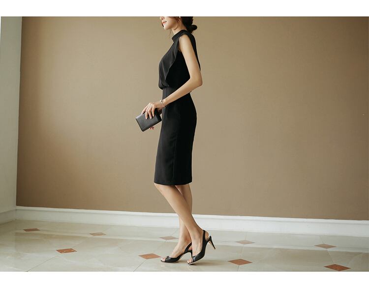 【dress】ファッション気質満点OL通勤魅力的ラウンドネック夏体型カバー ワンピース G0419