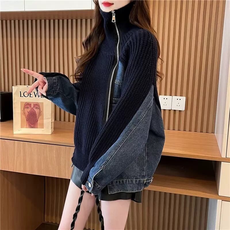 【outer】デニムドッキングニットカーデ　M18405