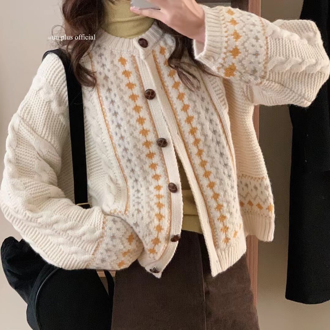 【outer】ジャカードニットカーデ　M27126